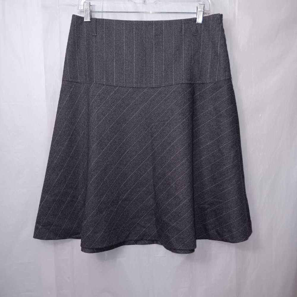 THEORY WOMEN'S WOOL BLEND PINSTRIPE SKIRT GRAY SIZE 8